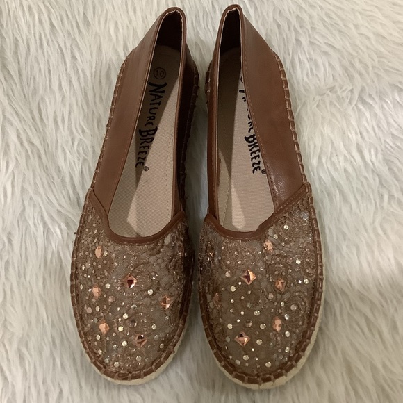 Women’s Brown Rhinestone sparkling Espadrille Platform summer beach shoe… - Picture 9 of 14